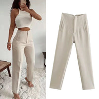 Gabriela - Elegante Hochbundhose – Beige