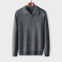 Merino - Eleganter & gemütlicher Half-Zip Pullover – Grau