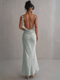 Emily | Maxikleid mit geblümtem Rücken – Hellgrün