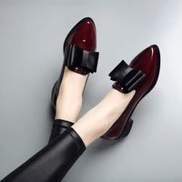 Birgit | Damen Schleife Ballerinas mit Niedrigem Absatz – Rot