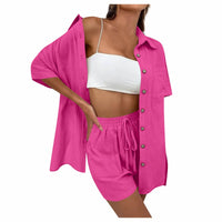 Lucia | Bequemes, lockeres Top und lässiges Short-Set – Heißes Rosa