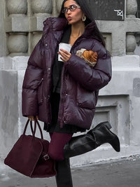Kyie | Neue burgunderrote Winterjacke Damen, warm und stilvoll – Dunkelrot