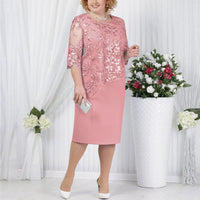 Ella | Damen Elegantes Hochzeitsgast Kleid mit kurzen Ärmeln – Rosa