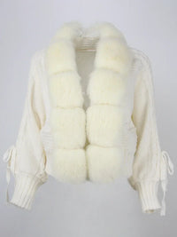 Lixx | Luxury Wintermantel für Damen mit echtem Fuchsfellkragen – Weiß