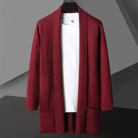 Hendrik | Herren Offene Wasserfall Front Strickjacke – Rot