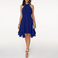 Damen Halter Mini Hochzeitsgast Kleid – Blau