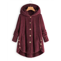 Stylische Fleece Jacke für Damen | Mit Kapuze – Rot