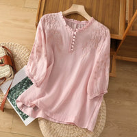 Aurora | Blumenmuster Rüschenbesatz Bluse – Rosa
