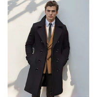 Kervin | Doppelreihiger Trenchcoat für Herren – Vintage-Stil mit Eleganz und Zeitlosigkeit – Noir