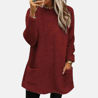Dinna™ -  Mittellanges Shirt Pullover – Weinrot