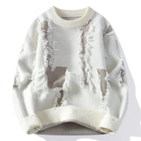 Samir – Patchwork Strickpullover – Weiß
