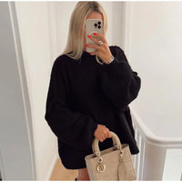 Saylira | Flauschiger Oversize Strickpullover – Schwarz