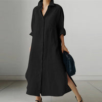 Heidi-Mode - Leichtgewichtiges Hemdkleid – Schwarz