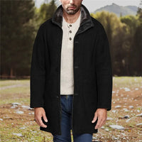 Klefirath | Neue europäische Herren-Mittellange Jacke im integrierten Stil aus Baumwolle – Schwarz