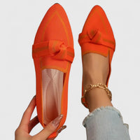 Felicia | Orthopädische Spitz Zulaufende Knoten Loafer – Orange