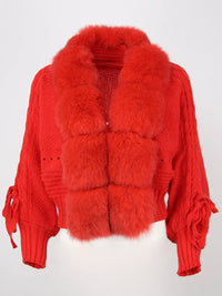 Lixx | Luxury Wintermantel für Damen mit echtem Fuchsfellkragen – Rot