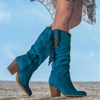 Hohe Damen Cowboystiefel | Retro – Blau