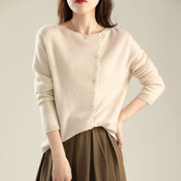 Huerta – Elegante Strickjacke Mit Knöpfen – Beige