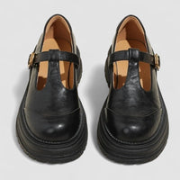 Emilia | Damen Plattform T-Riemen Schuhe Casual Komfort Modern Trend – Schwarz