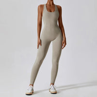 Solider Yoga-Jumpsuit für Damen – Einteilige Activewear für Yoga & Pilates – Mokkabraun
