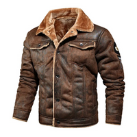 Warme Herren Lederjacke für den Winter – Braun