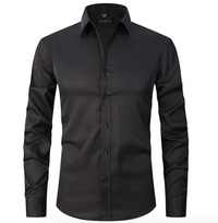 Elegantes Stretch Herren Hemd mit Knopfleiste – Schwarz