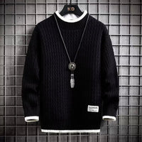 Levi | Farbblockierter Kabelstrick-Turtleneck – Schwarz