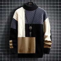 Levi | Farbblockierter Kabelstrick-Turtleneck – Zusammenfassung B