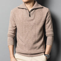 HANS - STRICKPULLOVER AUS WOLLE MIT REISSVERSCHLUSS – Beige