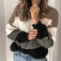 JUDITH - GESTREIFTER STRICKPULLOVER – Grün