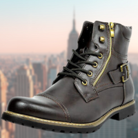 Leder-Motorradstiefel für Männer – Braun