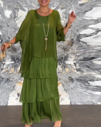 Shina™ - Elegantes Fließendes Maxikleid – Dunkelgrün