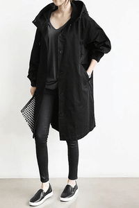 Damen Wasserdichte Funktions-Windjacke mit Kapuze – Schwarz