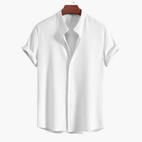 Elegantes Herren Stehkragenhemd – Weiß