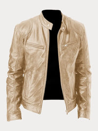 Florian | Herren Klassische Lederjacke mit Reissverschluss – Gold