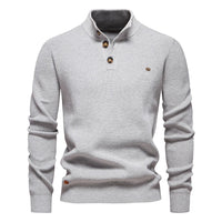 Konrad | Stilvoller Herrenpullover mit Knopfdesign – Lichtgrau