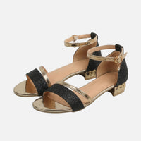 Cornelia | Damen Sandalen Blockabsatz Fesselriemen – Block Heel Sandalen Damen – Schwarz