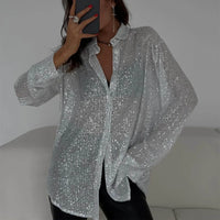Hallie - Glitzer Chic Hemd – Weiß