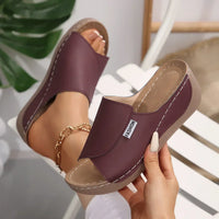 Selene | Orthopädische Keilabsatzsandalen™ – Weinrot (Fast ausverkauft!)