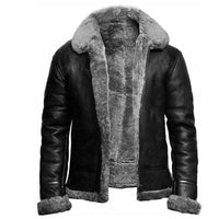 RIVI | Leder-Wintermantel – Grau