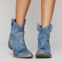 FIONA - WESTERN-STIEFELETTEN AUS VELOURSLEDER – Blau