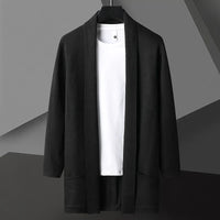 Hendrik | Herren Offene Wasserfall Front Strickjacke – Schwarz