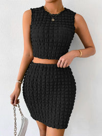 Dovinea | Damen Moderner Rock und Oberteil Set | Zweiteiler – Schwarz