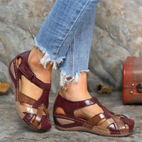 Heidi | Orthopädische Retro-Sandalen – Burgunderrot