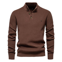 Konrad | Stilvoller Herrenpullover mit Knopfdesign – Braun