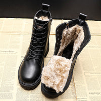 Delphine | Schwarze Winterstiefel aus Leder – Schwarz