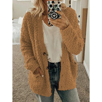 Leythara | Witte Fuzzy Gebreide Strickjacke – Braun