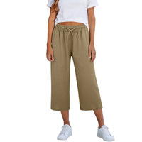 Lisia™ Pantacourt-Hose Aus Baumwoll-Leinen Mit Elastischem Bund Und Verstellbarem Kordelzug – Khaki