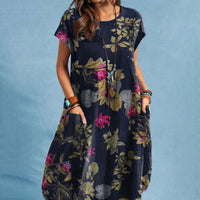 Jane | Bequemes Bloemen Retro Vintage Kleid | 50% RABATT! – Marine