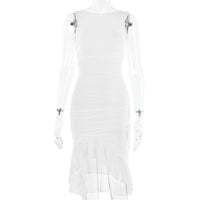 Rozz | Midi-Kleid mit Rüschen – Weiß